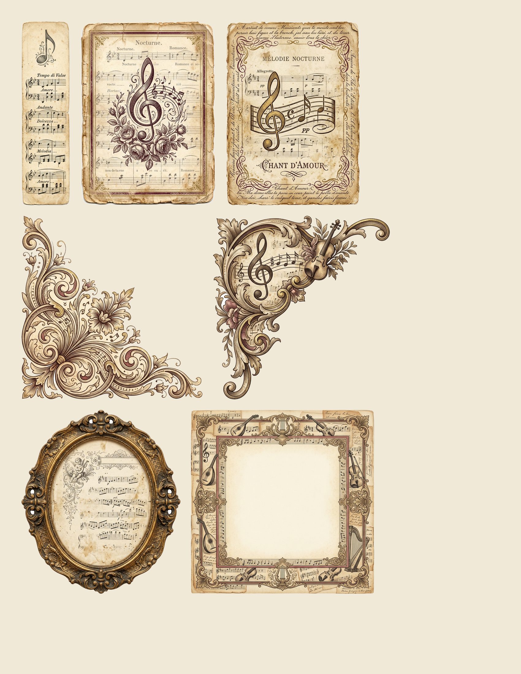 Antique Melody Music Junk Journal Kit ADD-ON — preview