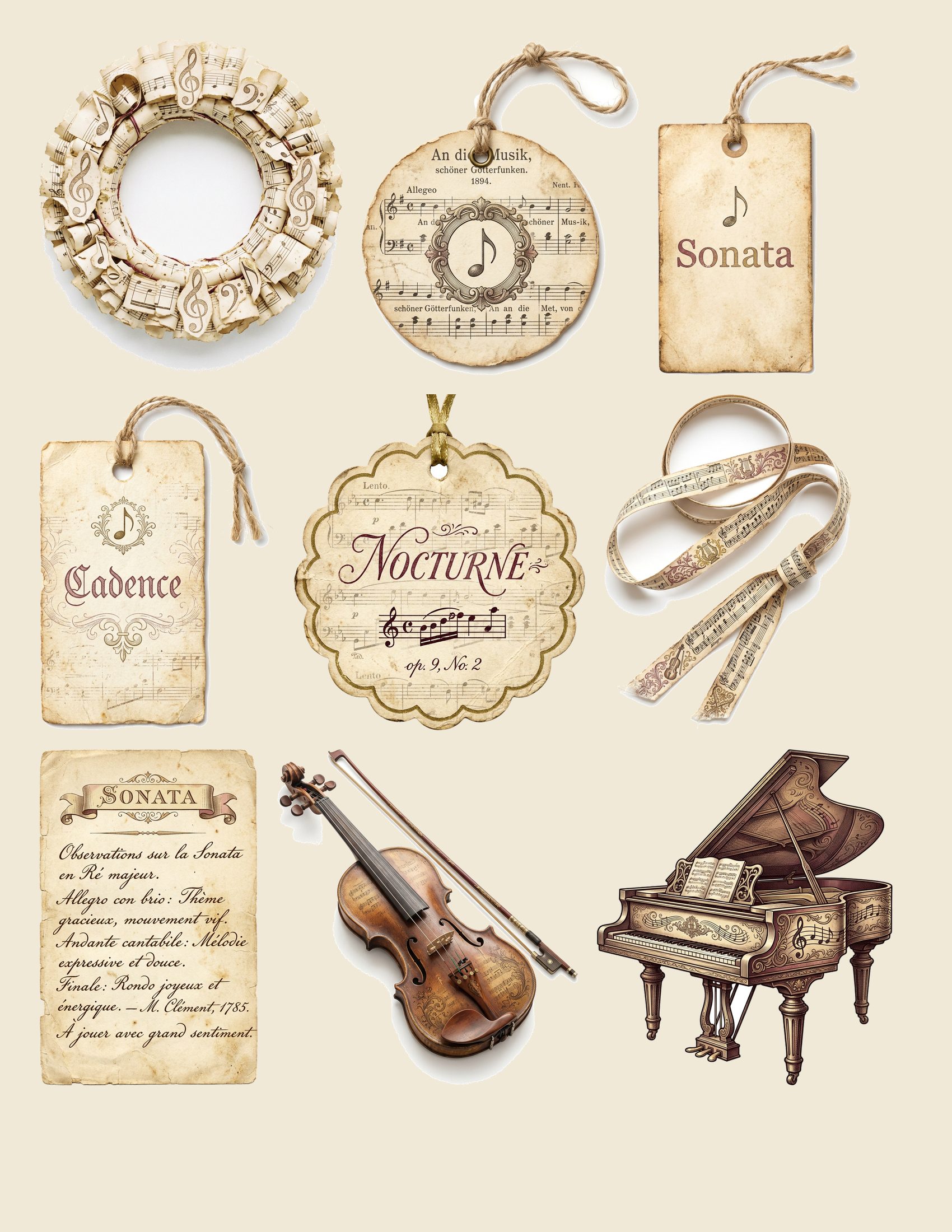 Antique Melody Music Junk Journal Kit ADD-ON — preview