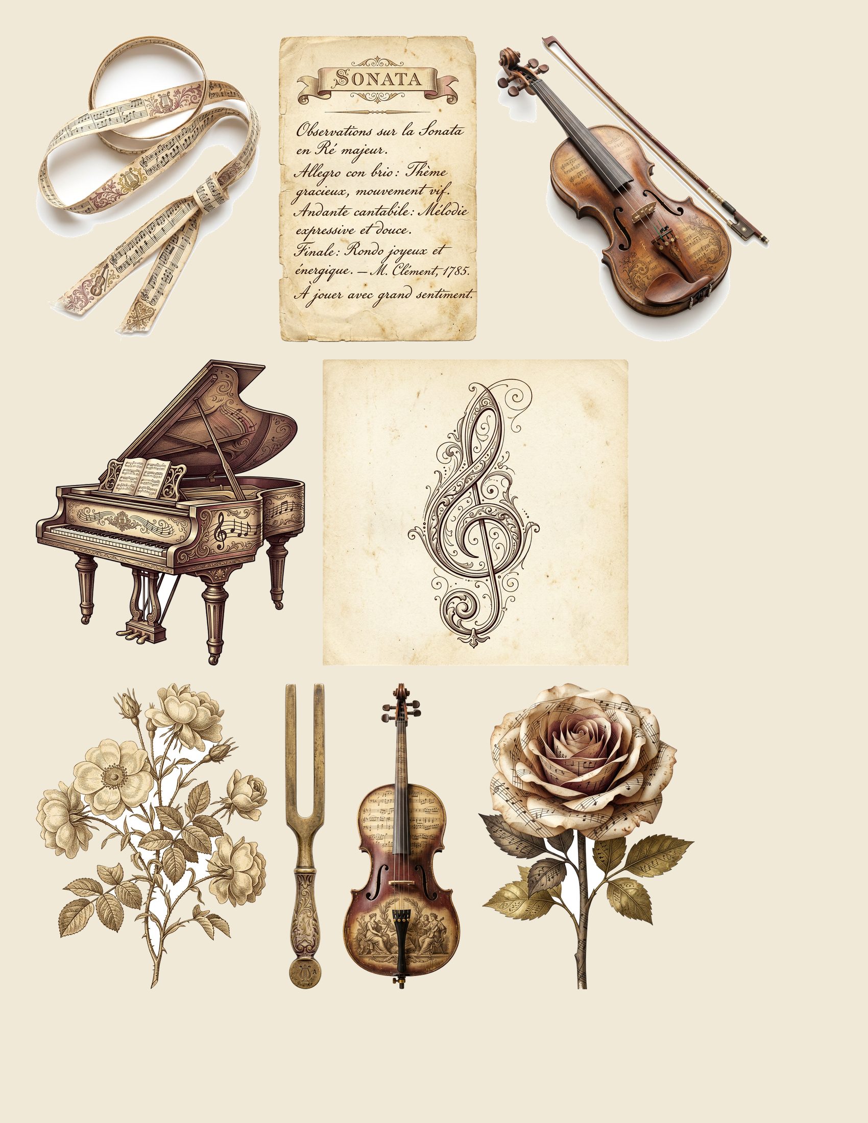 Antique Melody Music Junk Journal Kit ADD-ON — preview