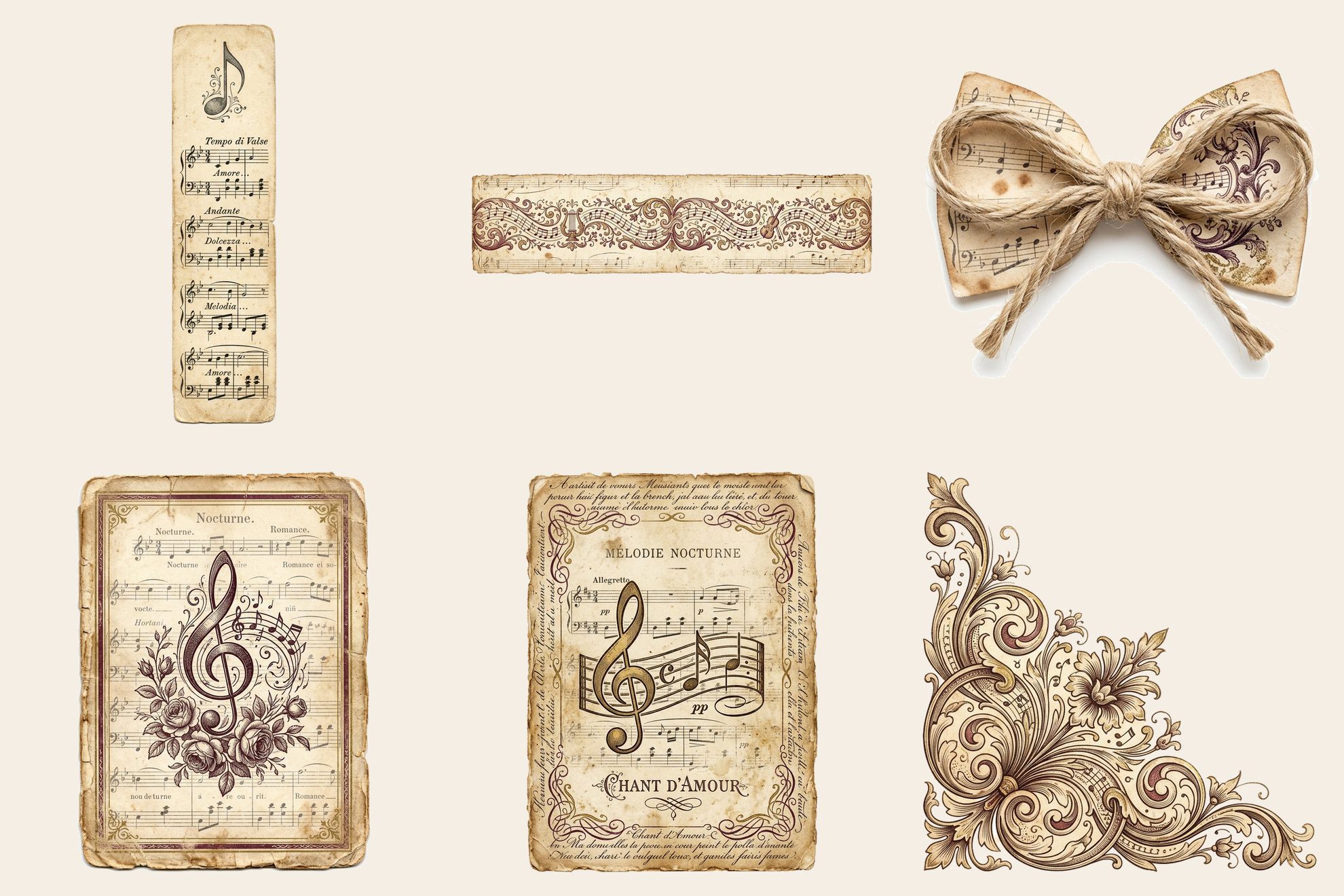 Antique Melody Music Junk Journal Kit ADD-ON — preview