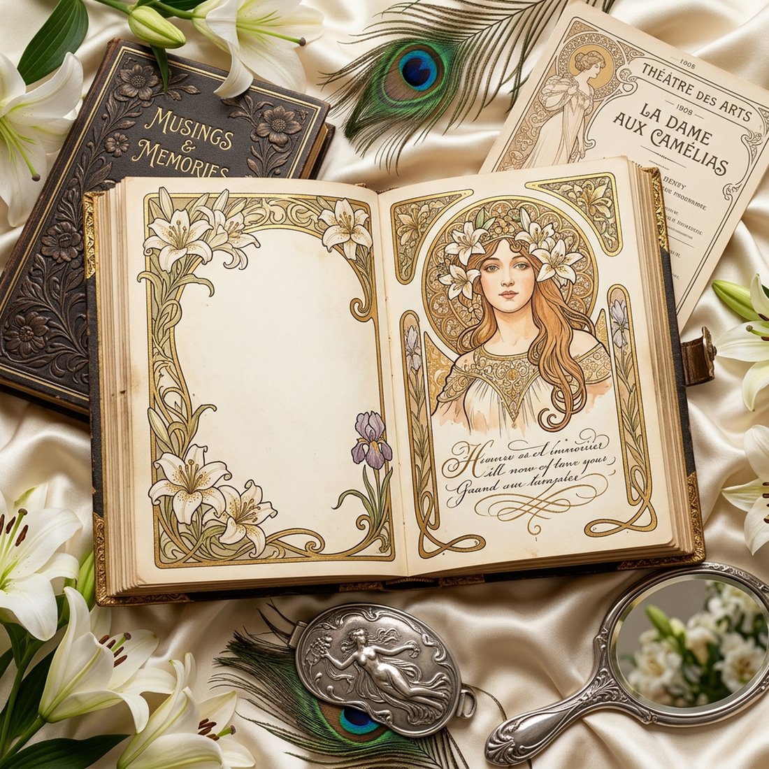 Belle Epoque Art Nouveau Junk Journal Kit | Vintage Mucha Ornate Floral Ephemera + Printable Sheets | Digital Download