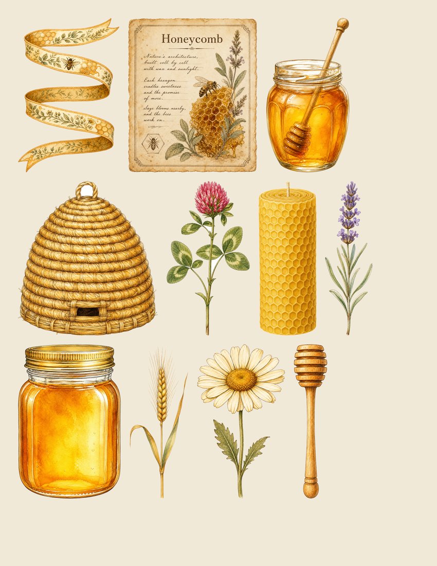 Golden Bee Apiary junk journal kit — sheet preview 3