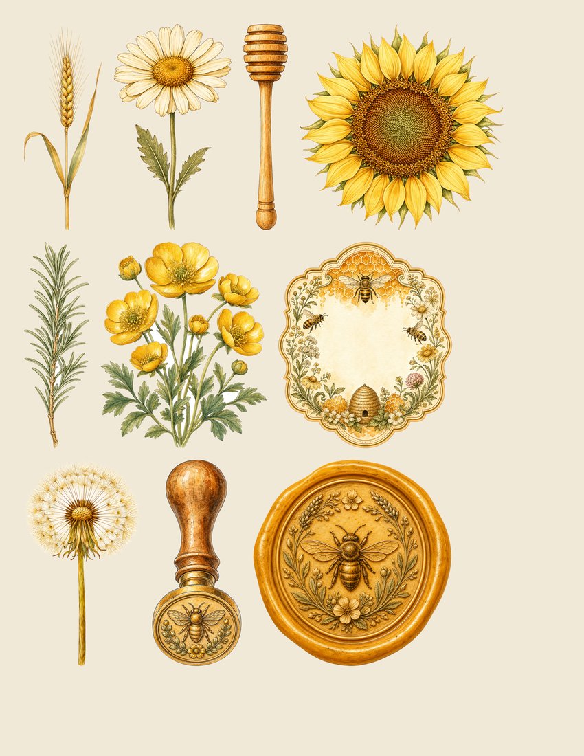 Golden Bee Apiary junk journal kit — sheet preview 4