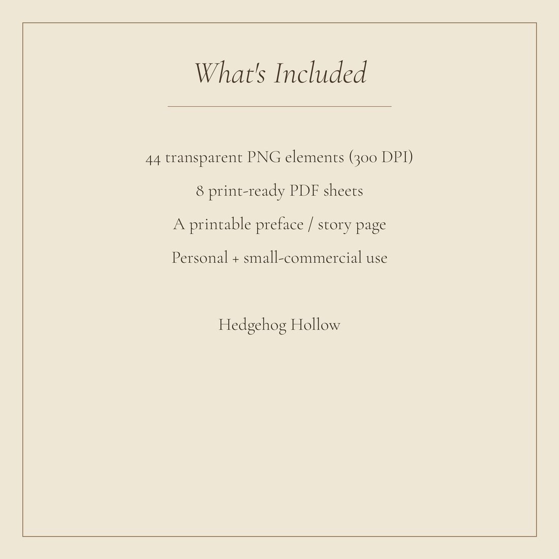 Hedgehog Hollow junk journal kit — spec info