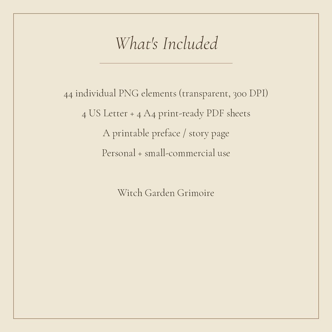 Witch Garden Grimoire junk journal kit — spec info
